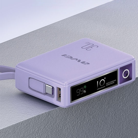 Awei P87K Power Bank 10000mAh 30W with USB-A Port and USB-C Port Black view 4