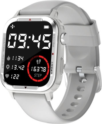 G96 1.85 Inch Hd Square Screen Rugged Smart Watch Support Bluetooth Calling Heart Rate Monitoring Blood Oxygen Monitoring Grey