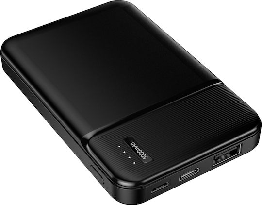 Maxlife MXPB-01 Power Bank 5000mAh with 2 USB-A Ports and USB-C Port Black