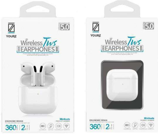 YOURZ Minibuds Bluetooth Handsfree Earphones with Sweat Resistance and Charging Case White vue 4