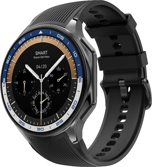 NO.1 Smartwatch with Heart Rate Monitor (Black Case / Black Silicone Strap)