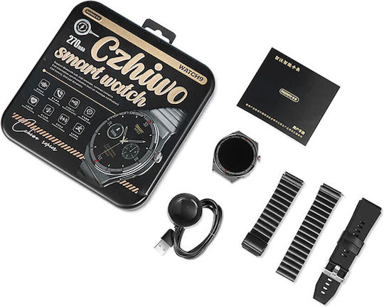 Remax Czhiwo Watch 9 Stainless Steel 52mm with Heart Rate Monitor (Black) view 3