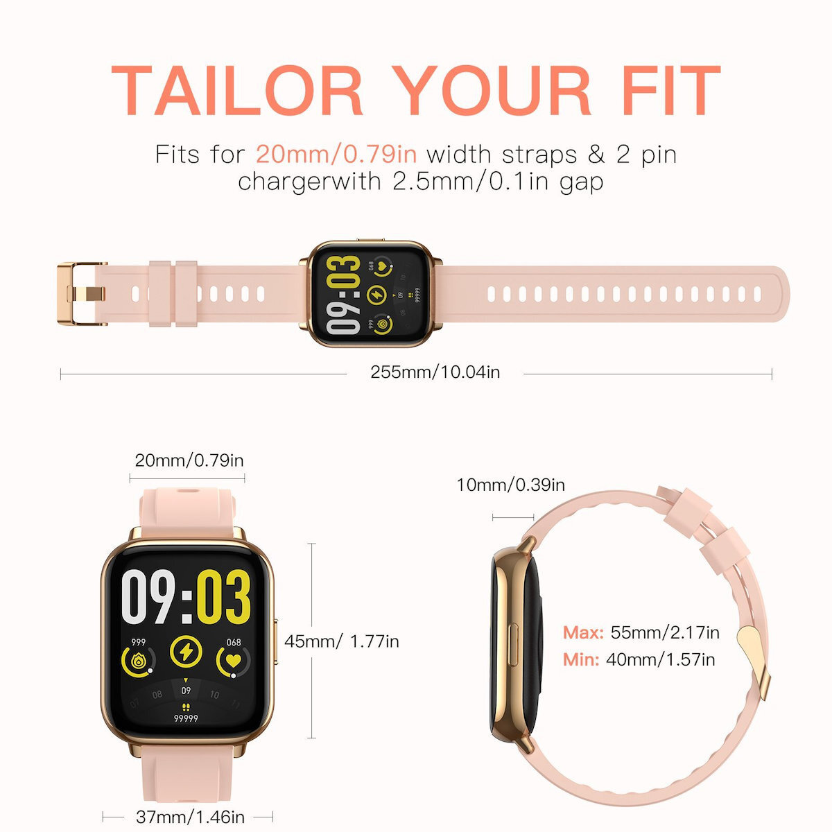 OnWear Pro Aluminium Smartwatch with Heart Rate Monitor (Gold) vue 9