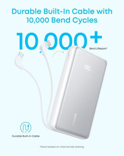 Anker Zolo Power Bank 20000mAh 22.5W with USB-A Port and USB-C Port White view 2