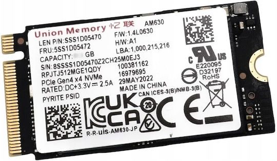Lenovo Union Memory AM630 SSD 256GB M.2 with PCI Express 4.0 Connection view 1