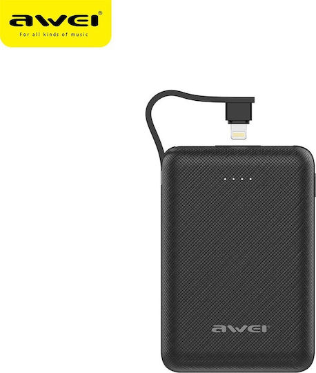 Awei P45K Power Bank 10000mAh with USB-A Port Black vista 3