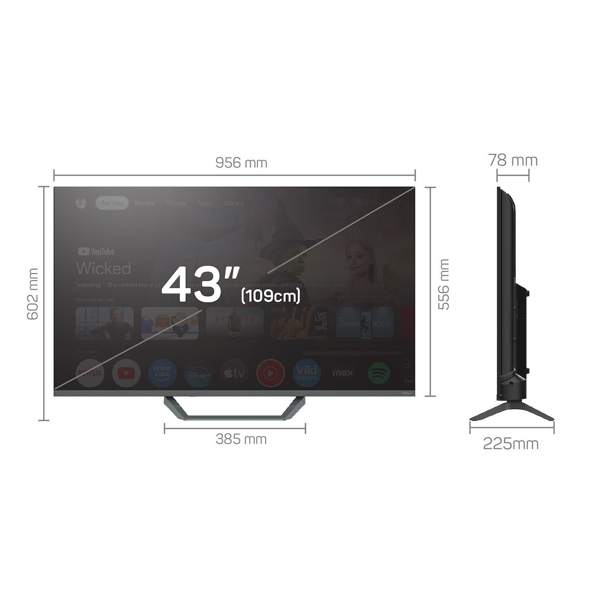 Tesla Smart Television 43" 4K UHD QLED Q43E655GUS HDR (2025) view 3