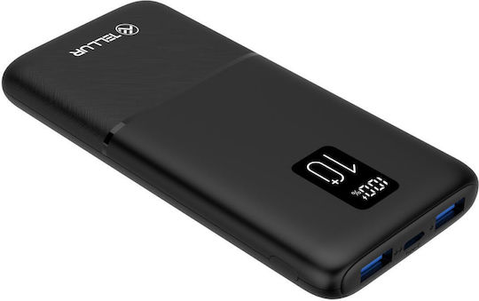 Tellur PD102 Power Bank 10000mAh 22.5W with 2 USB-A Ports and USB-C Port Quick Charge 3.0 Black