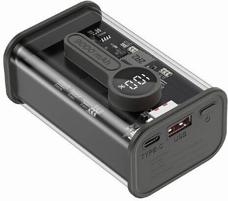 Gembird Power Bank 9000mAh 18W with USB-A Port and USB-C Port Quick Charge 3.0 Transparent