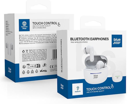 Blue Star BK44 In-ear Bluetooth Handsfree Earphones with Charging Case White view 1