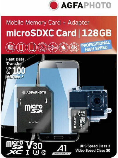 AgfaPhoto SDXC 128GB U3 V30 A1 UHS-I 100MB/s view 1