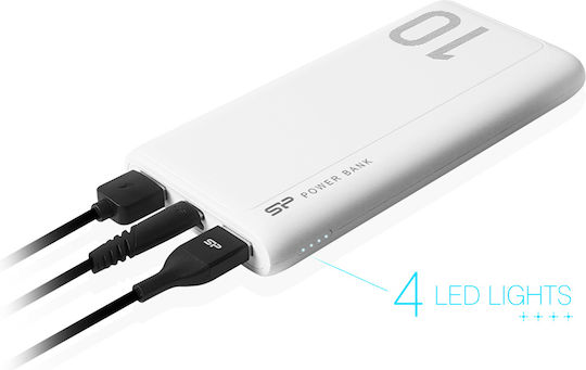 Silicon Power GP15 Power Bank 10000mAh with 2 USB-A Ports White vue 4