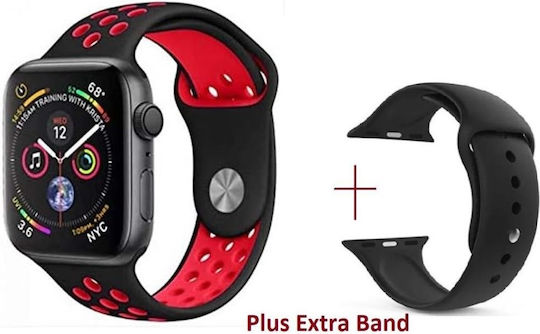 T55 Smartwatch with Heart Rate Monitor (Black/Red) view 3