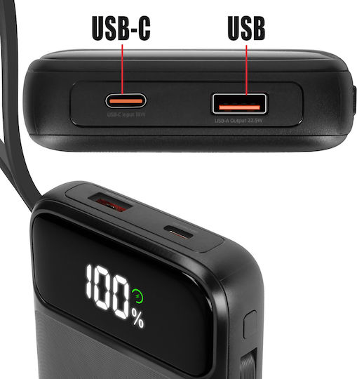 Swissten Power Bank MagSafe 10000mAh 15W with USB-A Port and USB-C Port Black view 4