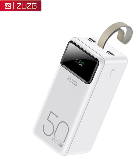 ZUZG ZP-J32 Power Bank 50000mAh 20W with 2 USB-A Output Ports and 2 USB-C Output Ports Power Delivery White