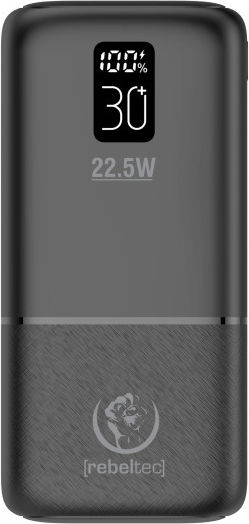 Rebeltec P30 Power Bank 30000mAh 22.5W with 2 USB-A Ports and USB-C Port Power Delivery Black view 2