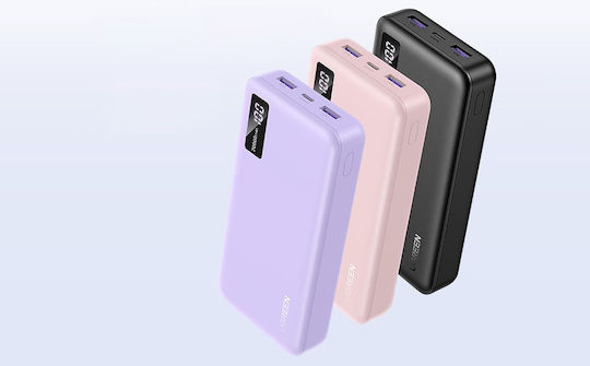 Ugreen PB312 65589B Power Bank 20000mAh 20W with 2 USB-A Ports and USB-C Port Power Delivery Pink view 3