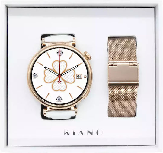 Kiano Watch Style 41mm with Heart Rate Monitor (Gold/White) view 5