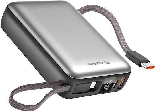 Swissten Space Power Bank 20000mAh 22.5W with USB-A Port and USB-C Power Delivery Port Silver view 1