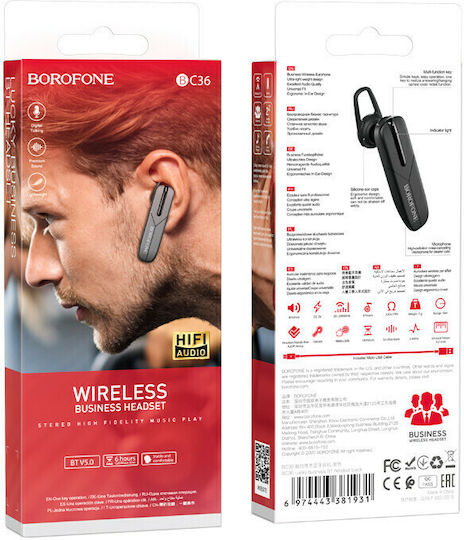 Borofone BC36 Earbud Bluetooth Handsfree Earphone Black view 5