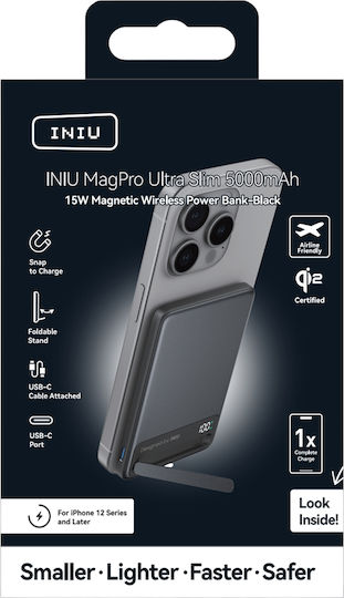 Iniu MagPro Slim MagSafe Power Bank 5000mAh 15W with USB-C Port Black view 5