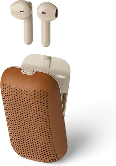 Lexon LA127 Earbud Bluetooth Handsfree Earphones with Charging Case Camel view 3