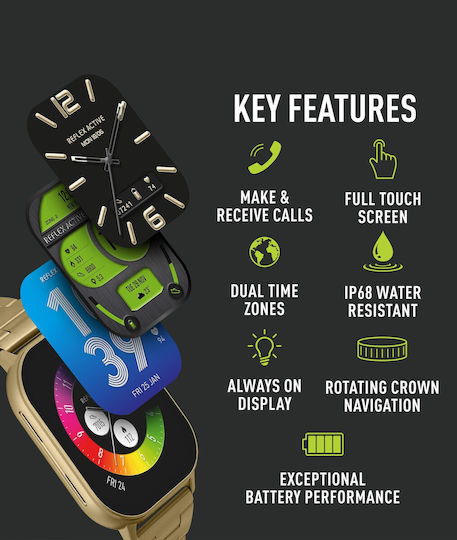 Reflex Active Series 29 36mm Smartwatch (Gold Steel Bracelet) view 3