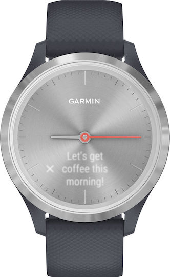 Garmin Vivomove 3 Stainless Steel 39mm Waterproof Smartwatch with Heart Rate Monitor (Silver/Blue) view 1