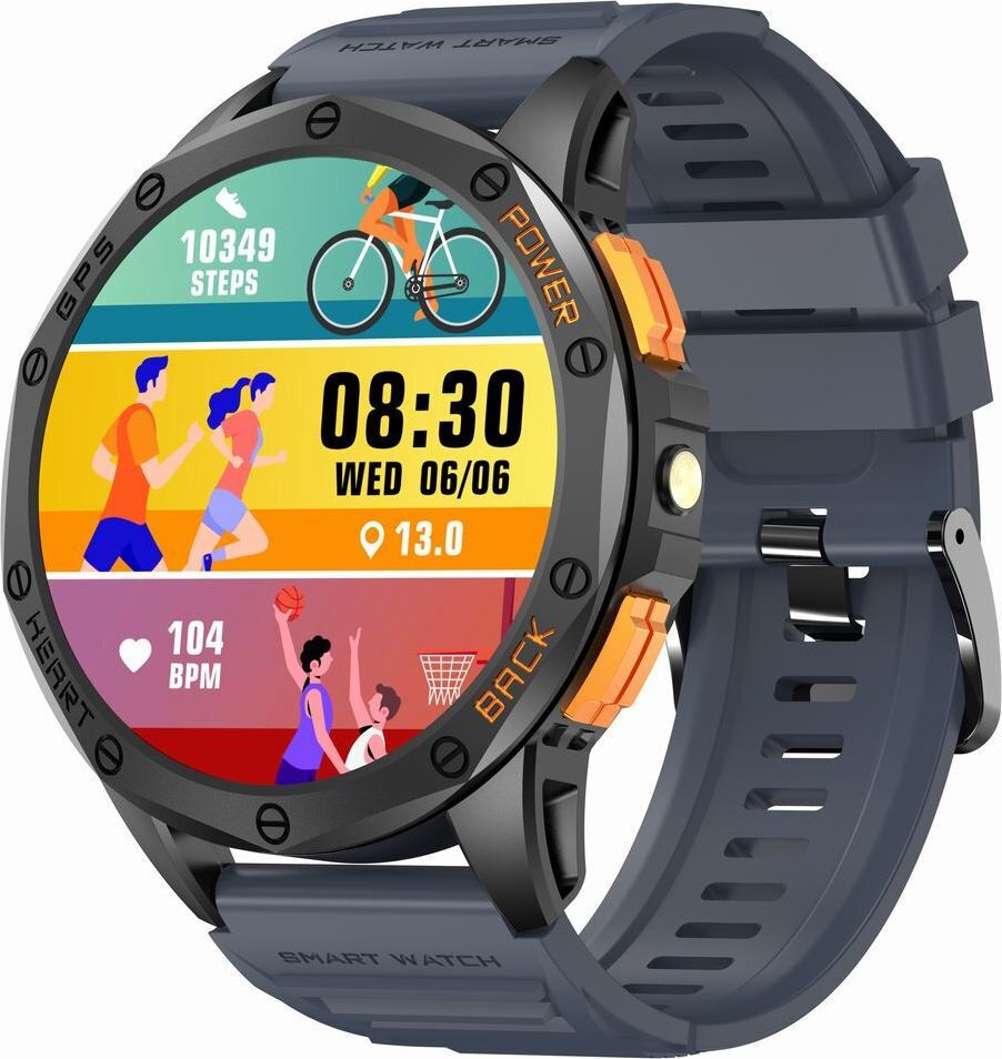 Gravity GT24 48mm Smartwatch with Heart Rate Monitor Black vista 2