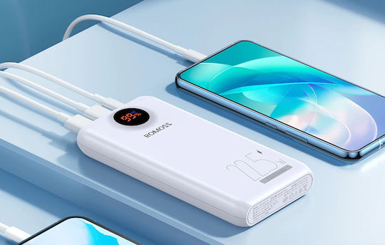 Romoss SW20PF Power Bank 20000mAh 22.5W with 2 USB-A Ports and USB-C Port Power Delivery White view 3