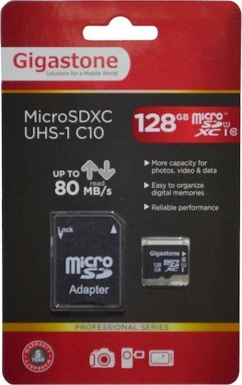 Gigastone Professional microSDXC 128GB U1 UHS-I 80MB/s with Adapter