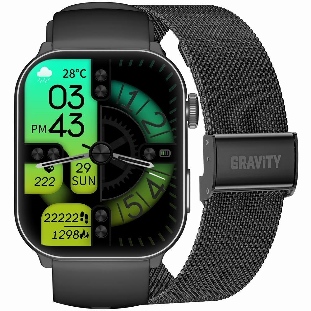 Men's Smartwatch Gravity Gt28-1 Strap + Bracelet Black