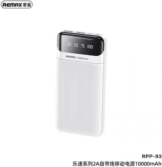 Remax RPP-93 Power Bank 10000mAh with 2 USB-A Ports Power Delivery White