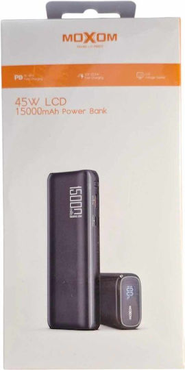 Moxom LX-PB803 Power Bank 15000mAh 45W with USB-A Port and USB-C Port Power Delivery Black