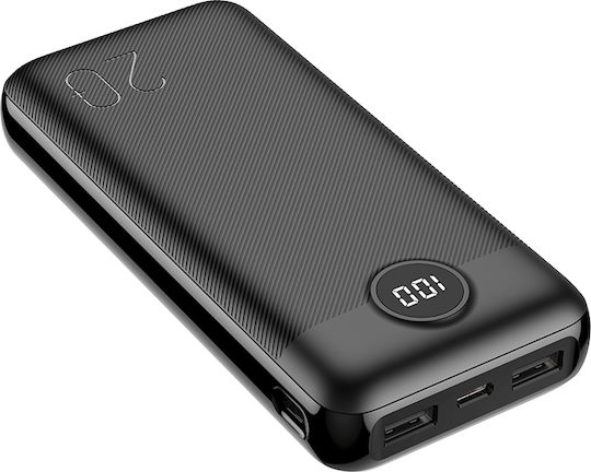 Veger VP2039 Power Bank 20000mAh 20W with 2 USB-A Ports and USB-C Port Black