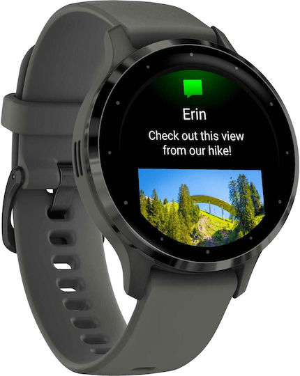 Garmin Venu 3S 41mm Waterproof Smartwatch with Heart Rate Monitor (Slate Stainless Steel Bezel with Pebble Gray Case and Silicone Band) view 3