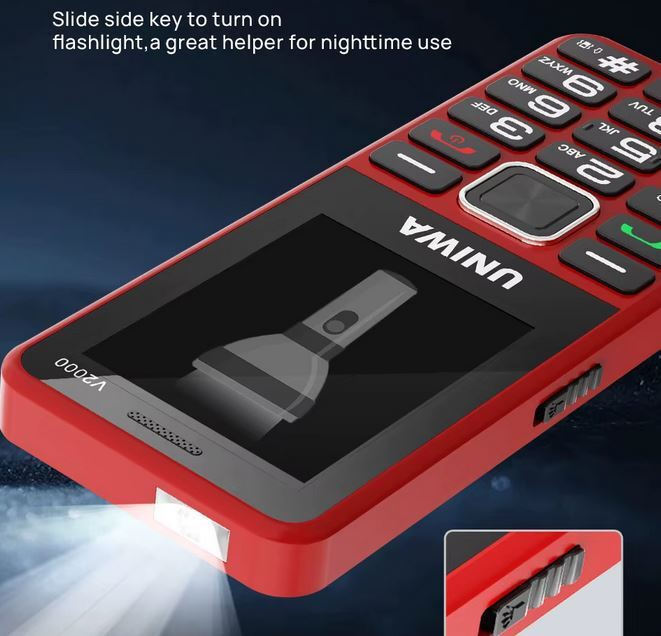 Uniwa V2000 Dual SIM Mobile with Large Buttons Black view 2