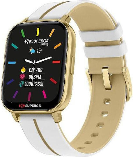 Superga SW-STC014 40mm Smartwatch with Heart Rate Monitor (White/Gold)