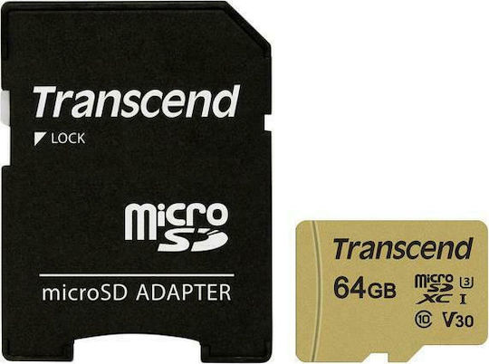 Transcend 500S microSDXC 64GB U3 V30 UHS-I 95MB/s with Adapter view 3