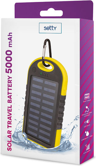 ES500 Solar Power Bank 5000mAh with 2 USB-A Ports Yellow view 4