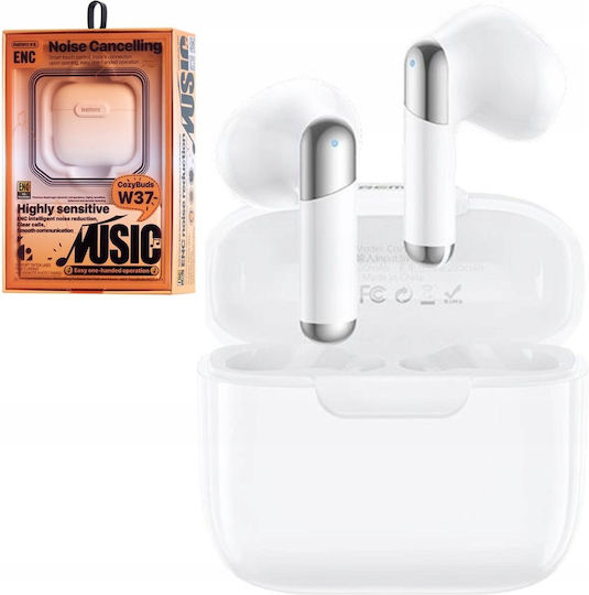 Remax W37 Earbud Bluetooth Handsfree Earphones with Charging Case White view 4