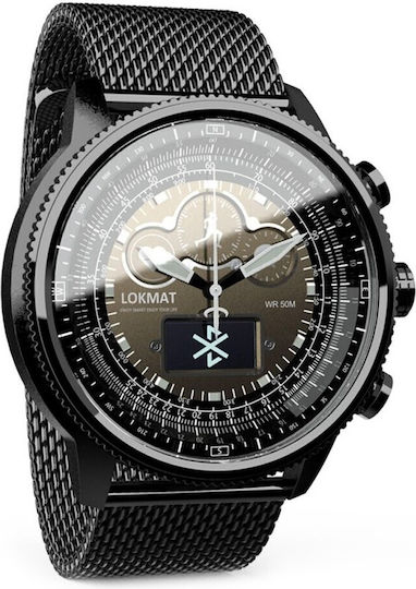 Lokmat Moka 01 Stainless Steel 46mm Waterproof Smartwatch with Heart Rate Monitor (Black) view 1