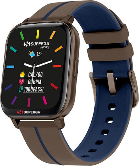 Superga SW-STC020 40mm Smartwatch with Heart Rate Monitor (Brown/Blue)