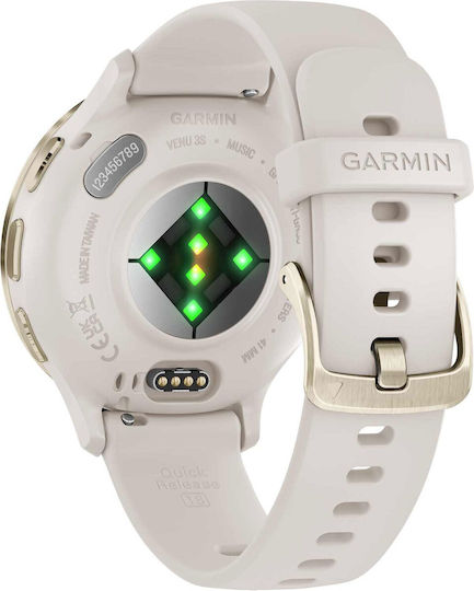 Garmin Venu 3S 41mm Waterproof Smartwatch with Heart Rate Monitor (Soft Gold Stainless Steel Bezel with Ivory Case and Silicone Band) view 6