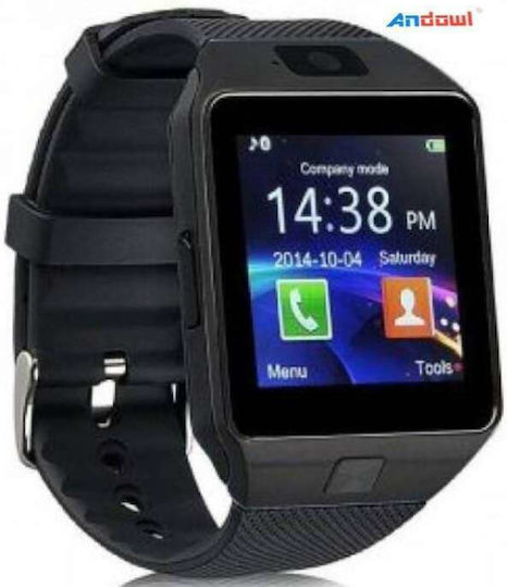 Andowl V5 Stainless Steel Smartwatch with SIM and Heart Rate Monitor (Black)