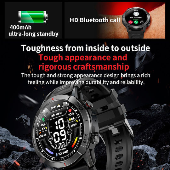 Aoke NX10 Smartwatch with Heart Rate Monitor (Black) view 3