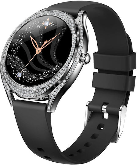 V66 1.28inch Bt5.0 Smart Watch Support Heart Rate Sleep Detection Style:silicone Strap Black