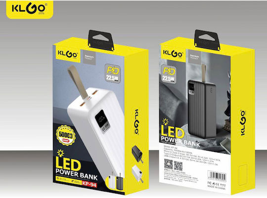 KLGO KP-94 Power Bank 50000mAh 22.5W with 2 USB-A Ports White view 2