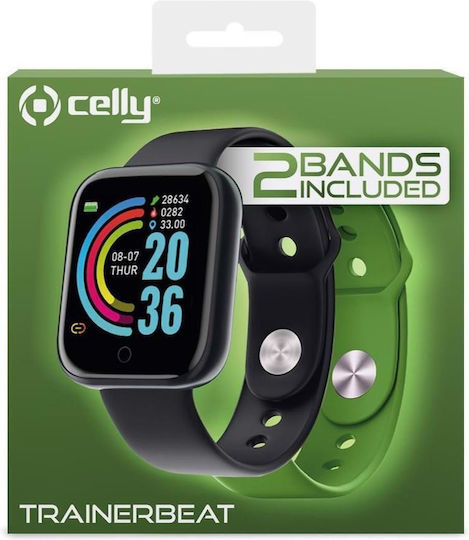 Celly TRAINERBEAT Smartwatch (Black / Green Strap) – vizualizare 3