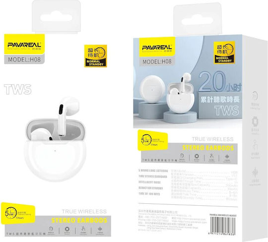 Pavareal PA-H08 In-ear Bluetooth Handsfree Earphones with Charging Case White vista 2